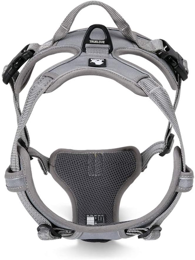 Adjustable No-Pull Reflective Dog Harness - Comfortable Control Vest in Stylish Gray (Large)