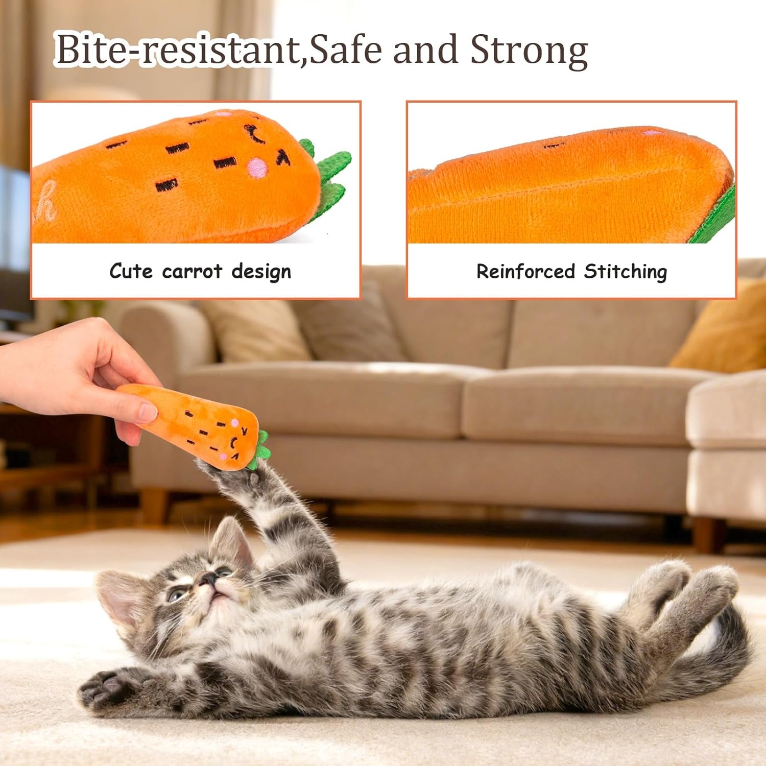 Catnip Cat Toys, Safe Teeth Cleaning Cat Nip Toys for Indoor Kitten Kitty,Interactive Plush Cat Chew Kicker Toys, 5 Pack, Vegetable Shape