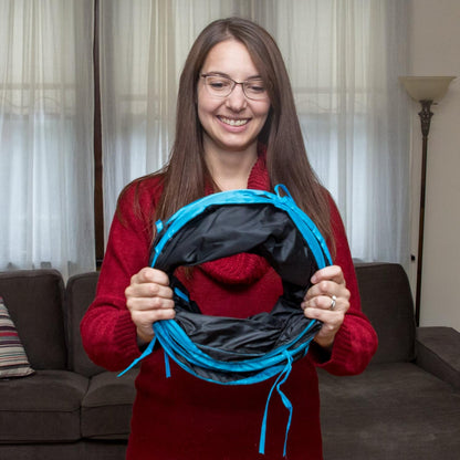 S Cat Tunnel Collapsible Pop-Up Pet Tube Hideaway Play Toy with Ball (1 Way, Black)