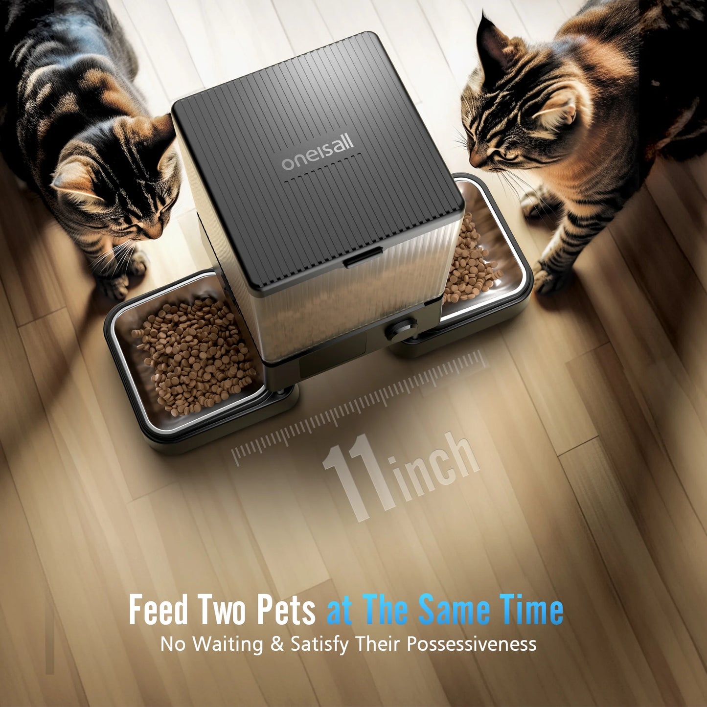 5L/20 Cups Automatic Cat Feeder with 5G Wifi & APP Control, PFD-002 PRO Double Bowl Cat Food Dispenser with 1 Desiccant Bag, Timed Automatic Pet Feeder for 2 Cats/2 Small Dogs - Black
