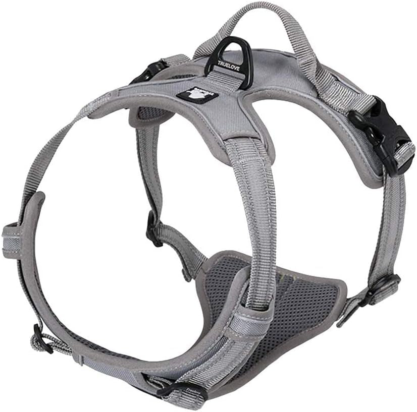 Adjustable No-Pull Reflective Dog Harness - Comfortable Control Vest in Stylish Gray (Large)