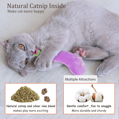 Catnip Cat Toys, Safe Teeth Cleaning Cat Nip Toys for Indoor Kitten Kitty,Interactive Plush Cat Chew Kicker Toys, 5 Pack, Vegetable Shape