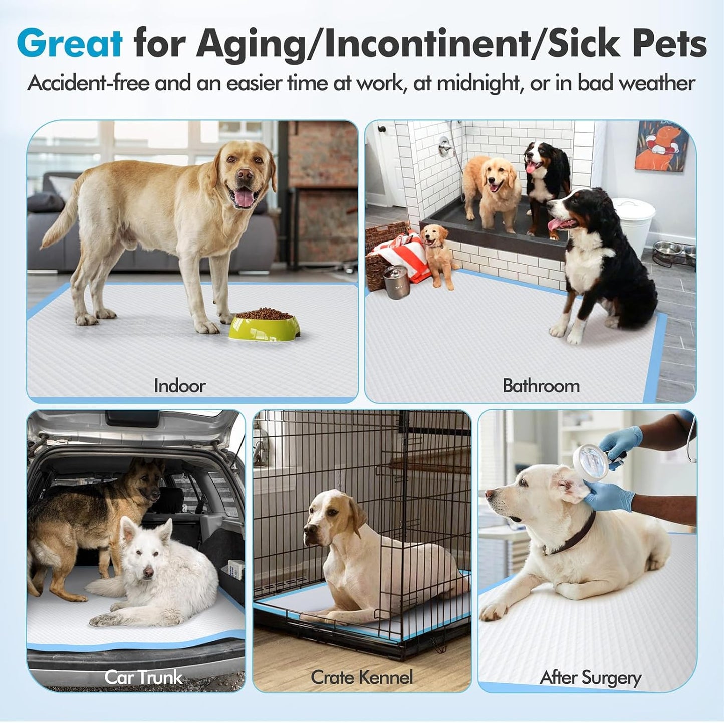 4XL 36"X36" Thicken Heavy Absorbent Dog Pads 100 Pack - Jumbo Disposable Wee Wee Pads Quick Dry Leakproof Pee Pads for Dogs, Cats, Rabbits Pets