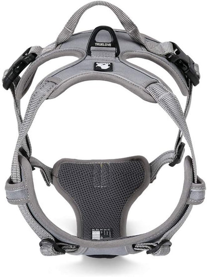 Adjustable No-Pull Reflective Dog Harness - Comfortable Control Vest in Stylish Gray (Large)